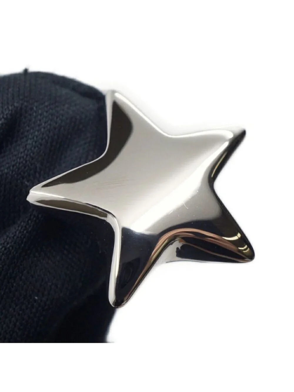 Chanel 26S Sterling CC Logo Ring Star Shape Metal Silver